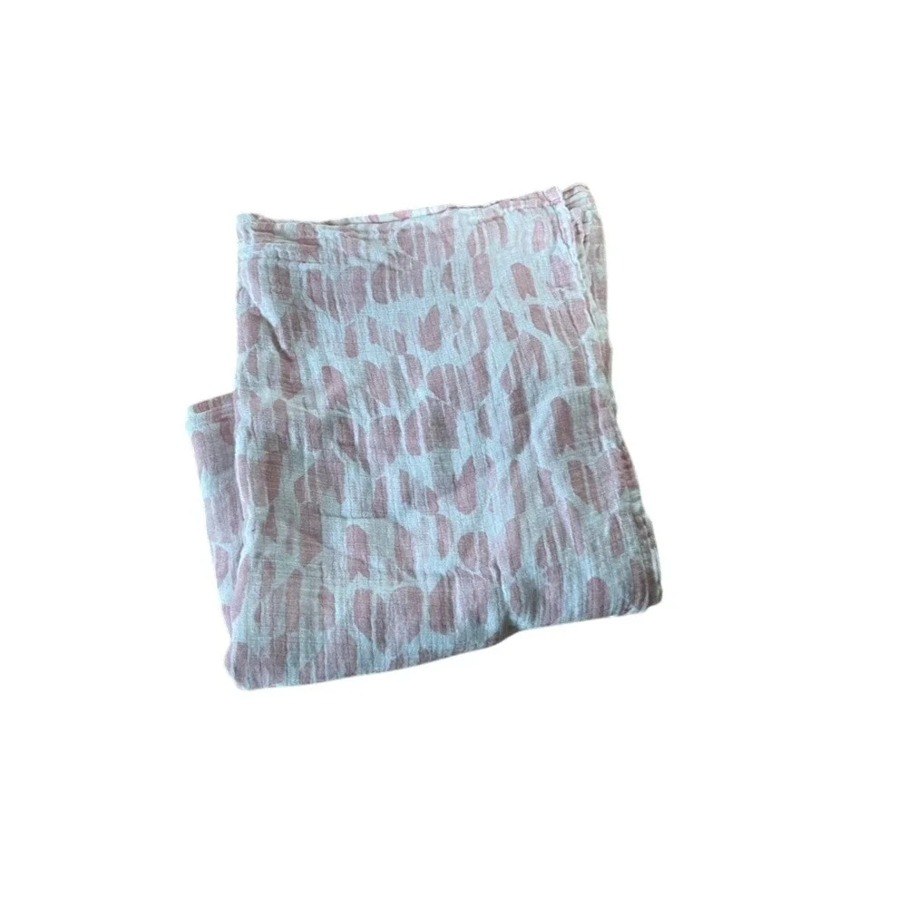Aden & Anais pink and white watercolor heart print muslin infant blanket swaddle